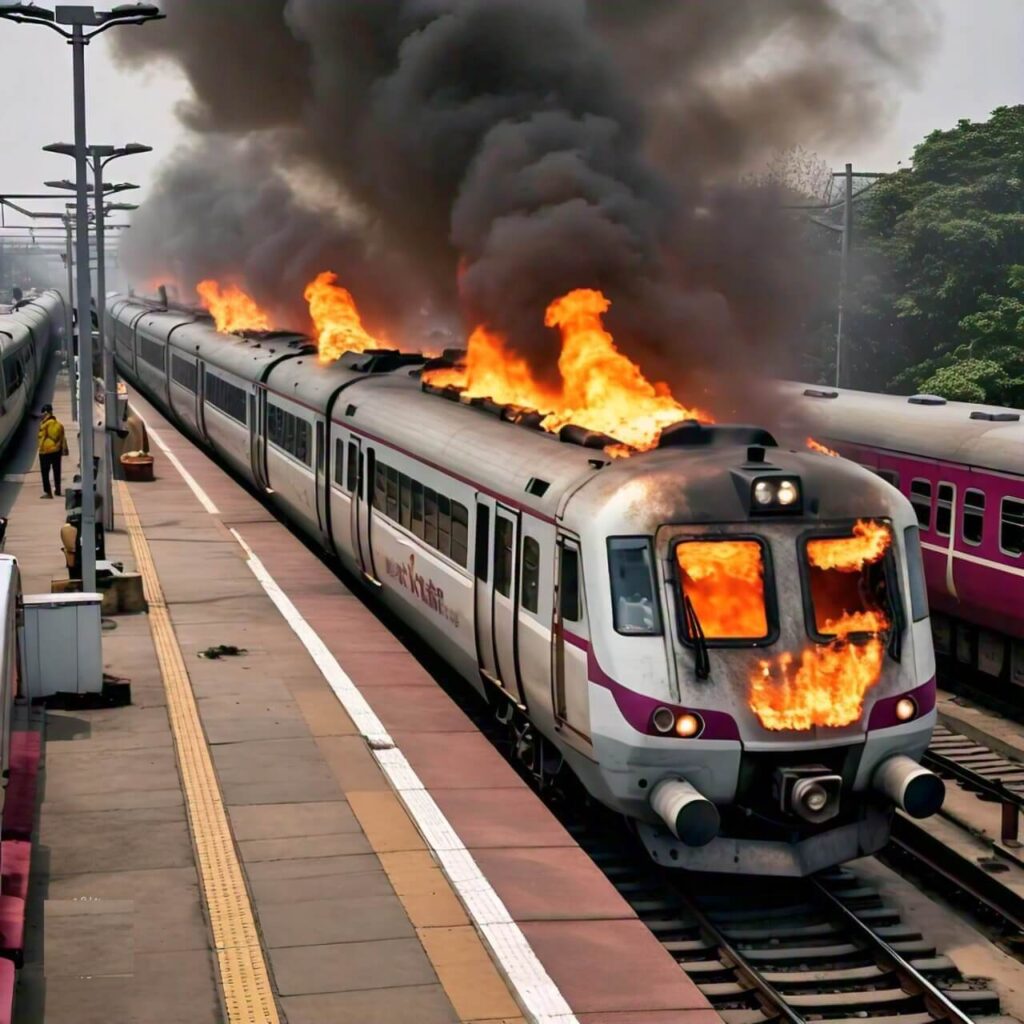 Indian Rail Accident Burning